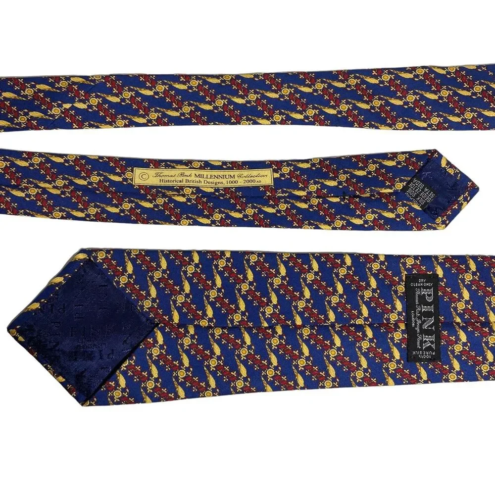 Thomas Pink 100% Pure Silk Tie Necktie Millennium Collection Birds Blue England